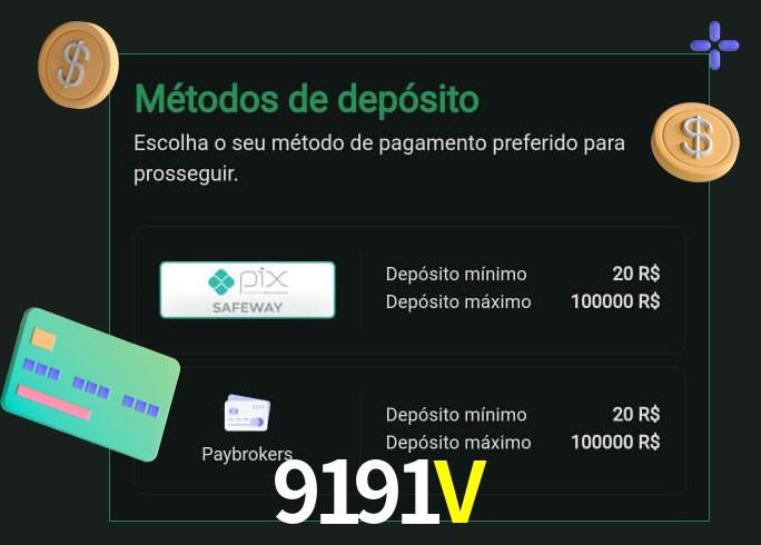 O cassino 9191V oferece uma grande variedade de métodos de pagamento